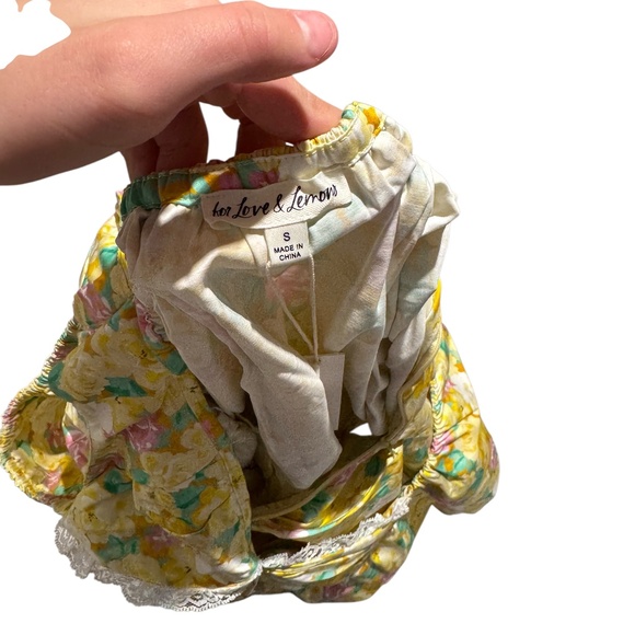 FOR LOVE AND LEMONS yellow floral mini sundress with back tie detail - size S - Picture 4 of 4